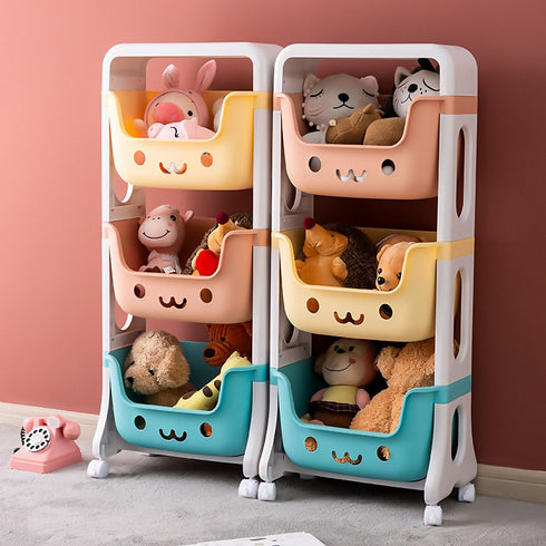 3-Tier Kids Rolling Shelf Organizer - Multicolor